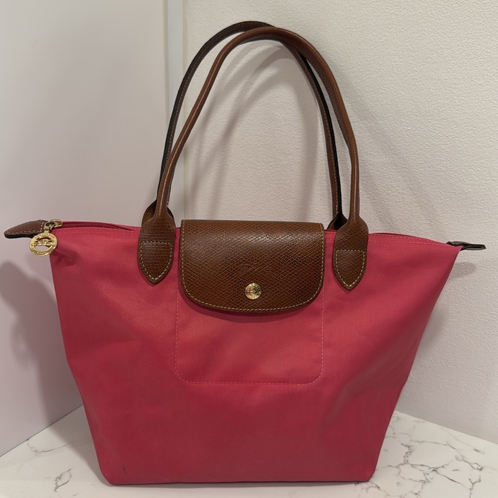 Longchamp red nylon tote